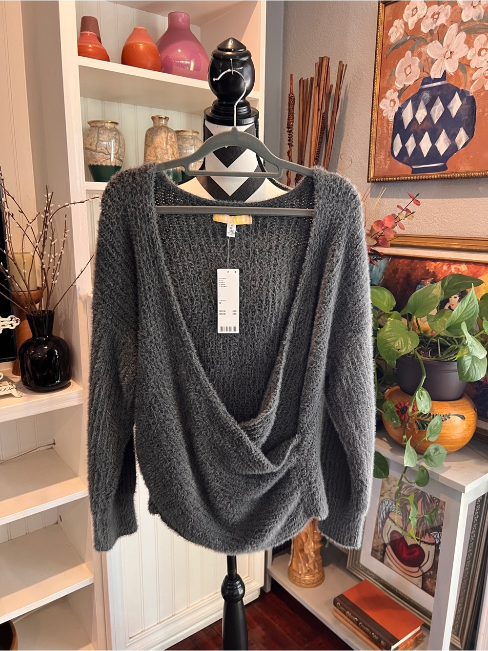 Urban Outfitters Fuzzy Eyelash Wrap Sweater NWT